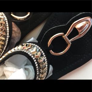 Lemonade by Beauty-max Black -Gold & Rhinestone Sandals Size 8